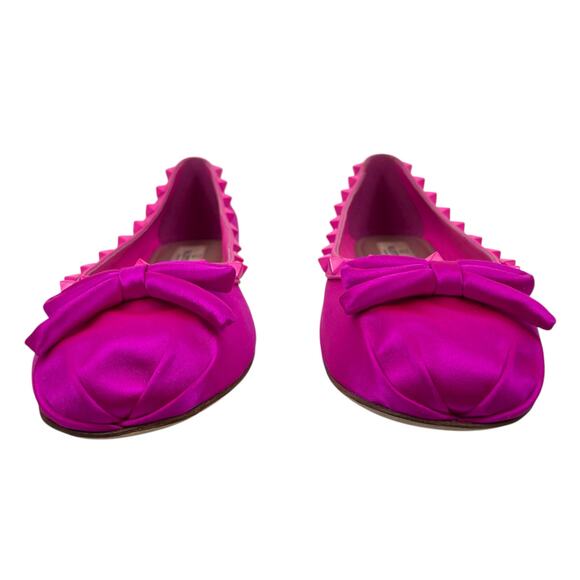 Valentino Garavani Rockstud Satin Square Ballet Flat Hot Pink Size 42 - Picture 7 of 15